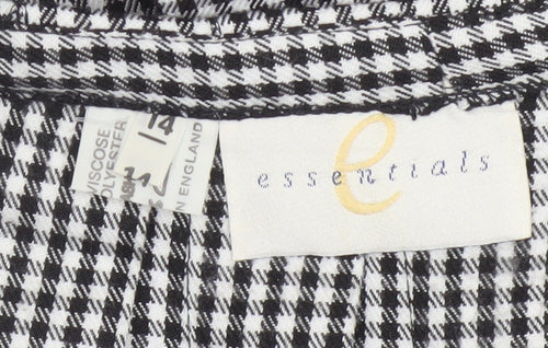 Essentials Women's Black Check Pleated Skirt Size 14