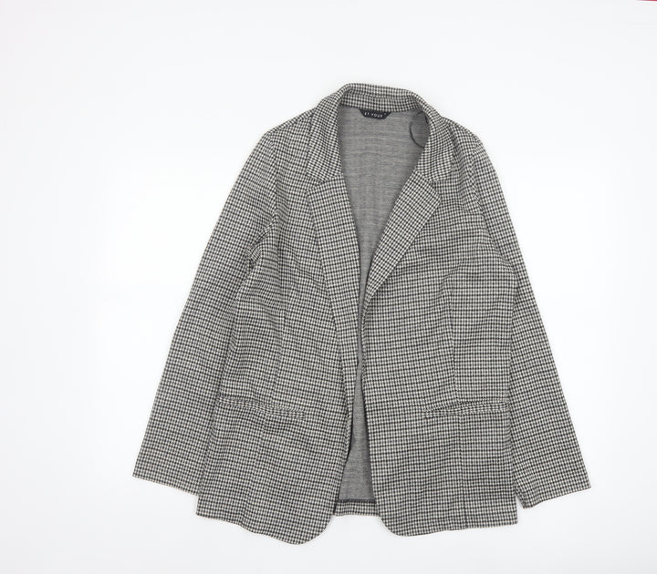 Et Vous Women's Grey Houndstooth Single-Breasted Blazer Size 10