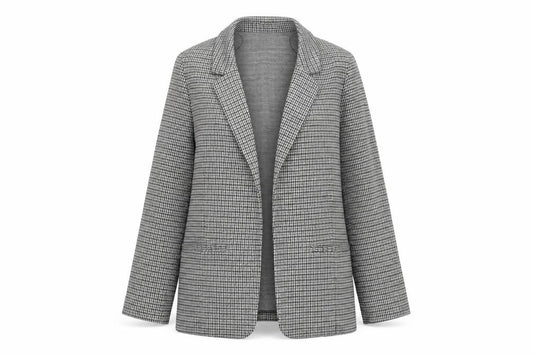 Et Vous Women's Grey Houndstooth Single-Breasted Blazer Size 10