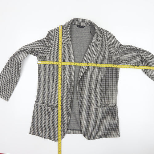 Et Vous Women's Grey Houndstooth Single-Breasted Blazer Size 10