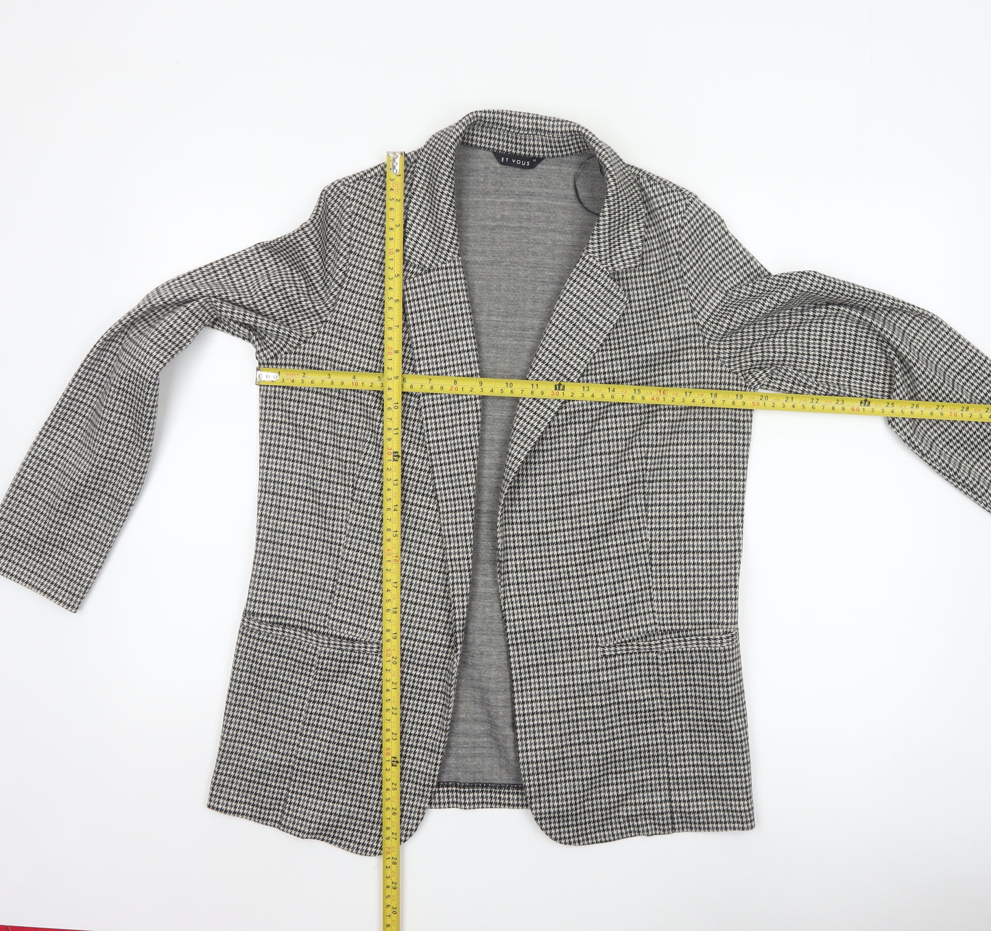 Et Vous Women's Grey Houndstooth Single-Breasted Blazer Size 10