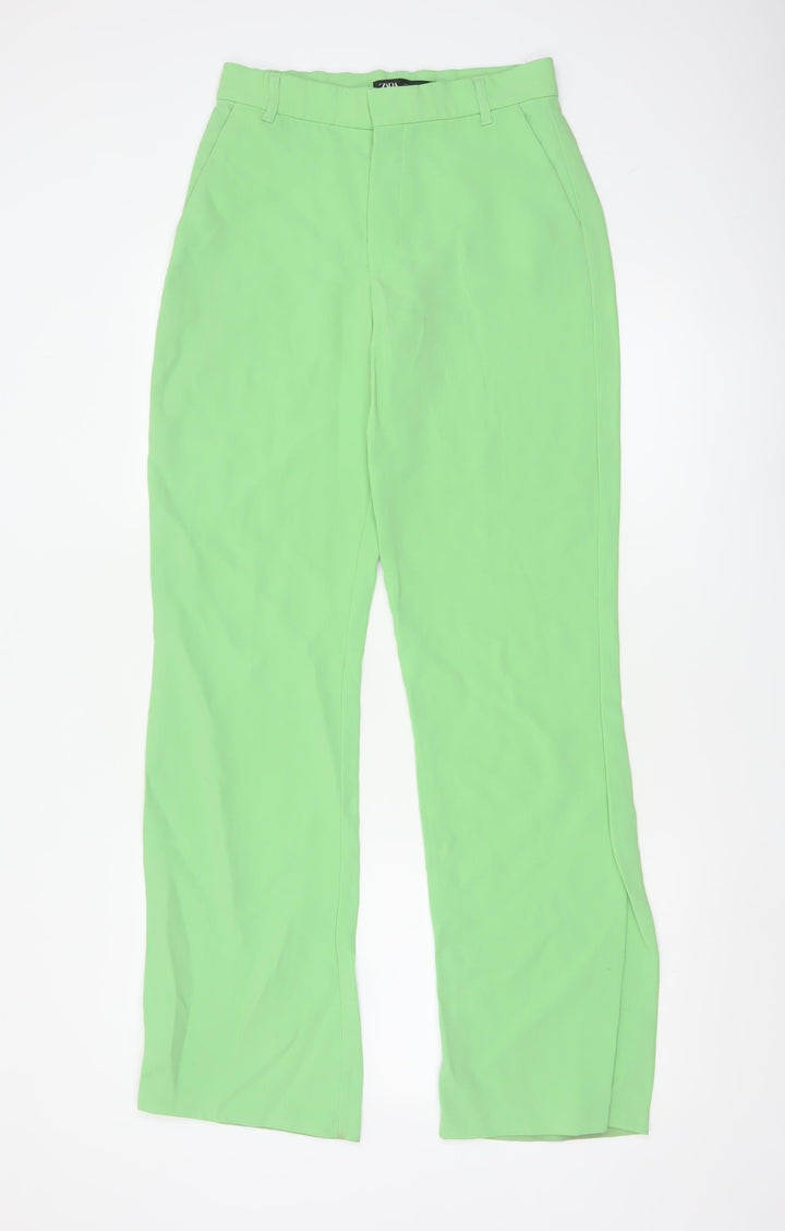 Zara Women's Green Straight Leg Crepe Trousers Size S