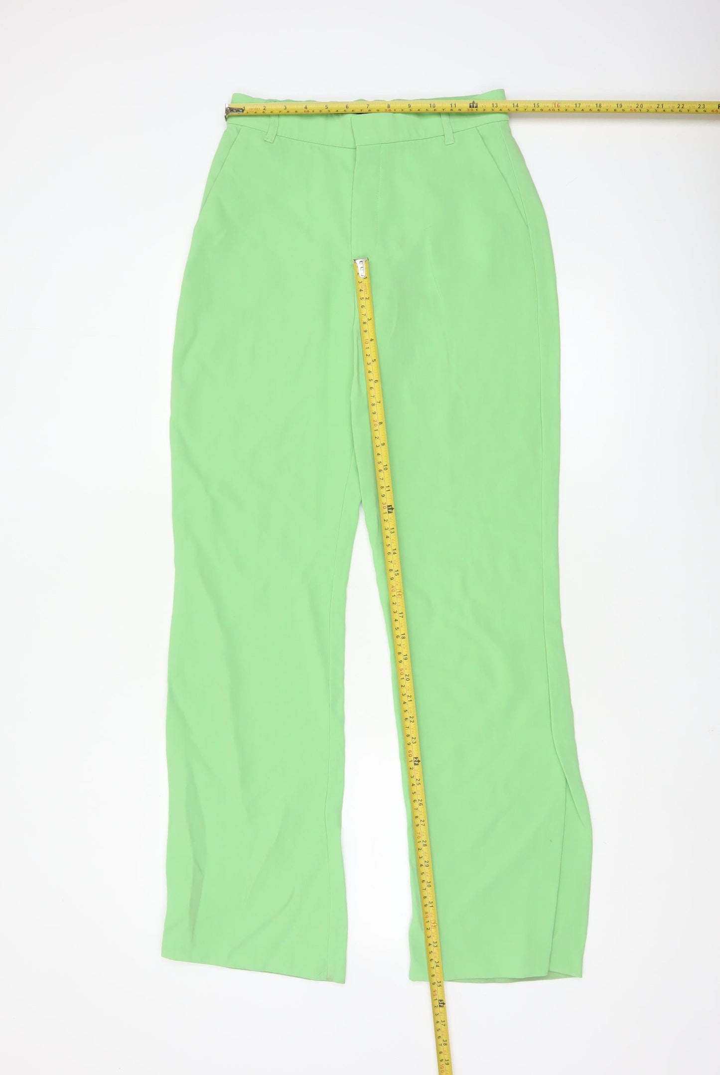 Zara Women's Green Straight Leg Crepe Trousers Size S