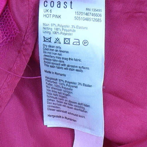 Coast Women’s Hot Pink A-Line Satin Knee Length Skirt UK 6
