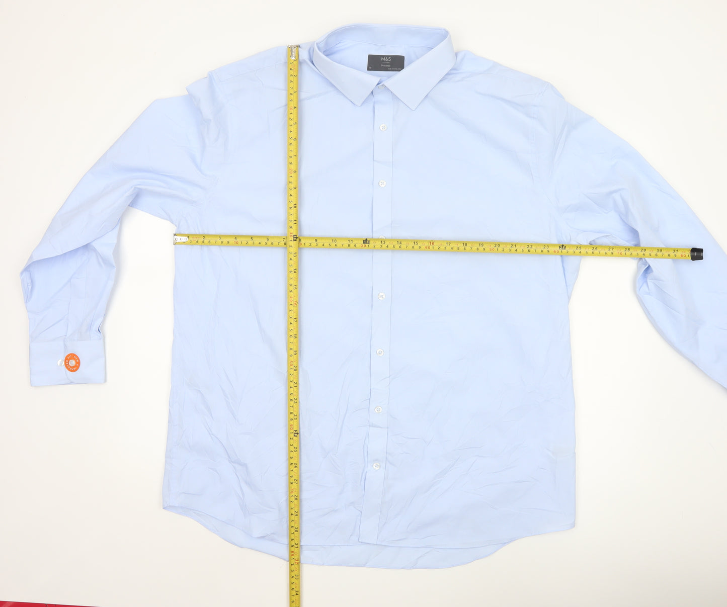 Marks and Spencer Men's Sky Blue Tailored Fit Dress Shirt 19in