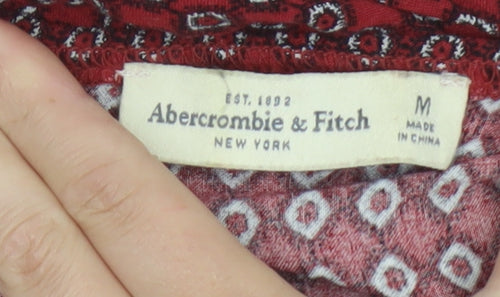 Abercrombie & Fitch Women Red Patterned Viscose Playsuit Size M
