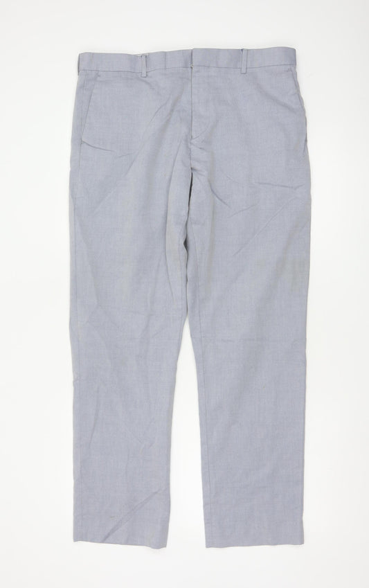 Reiss Men’s Grey Wool Cotton Chino Trousers 34in Regular Fit