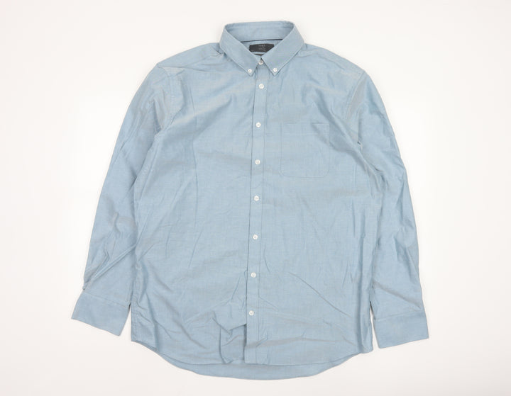 Marks and Spencer Men's Blue 16.5 Regular Fit Pure Cotton Oxford Shirt