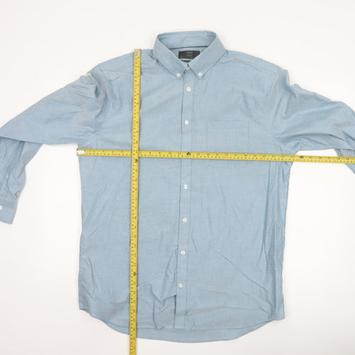 Marks and Spencer Men's Blue 16.5 Regular Fit Pure Cotton Oxford Shirt