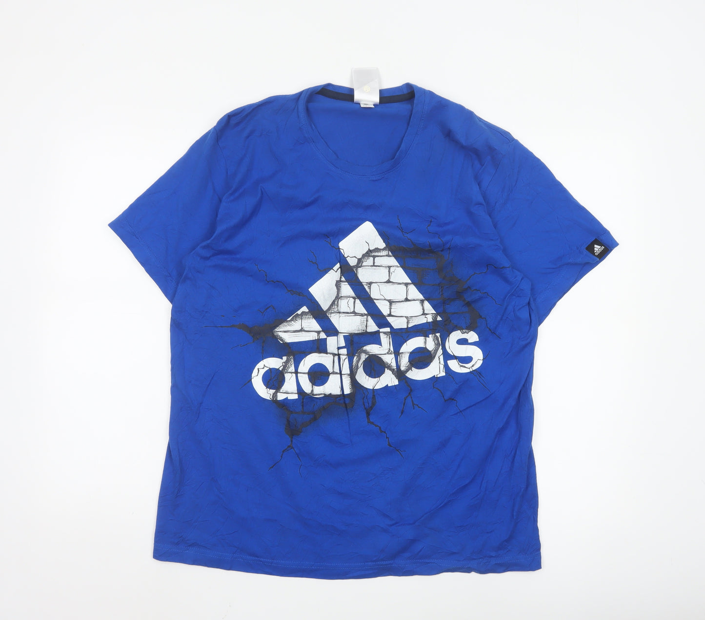 Adidas Men's Blue Graphic Print Short Sleeve Crew Neck T-Shirt Size L