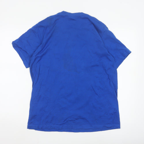 Adidas Men's Blue Graphic Print Short Sleeve Crew Neck T-Shirt Size L