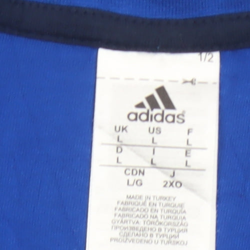 Adidas Men's Blue Graphic Print Short Sleeve Crew Neck T-Shirt Size L