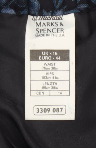 Marks and Spencer Women’s Blue Floral A-Line Midi Skirt Size 16
