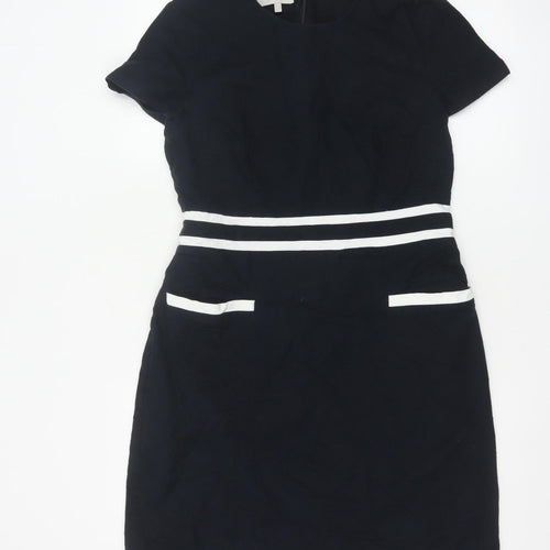 Hobbs Women Blue Short Sleeve Sheath Work Dress Size 12