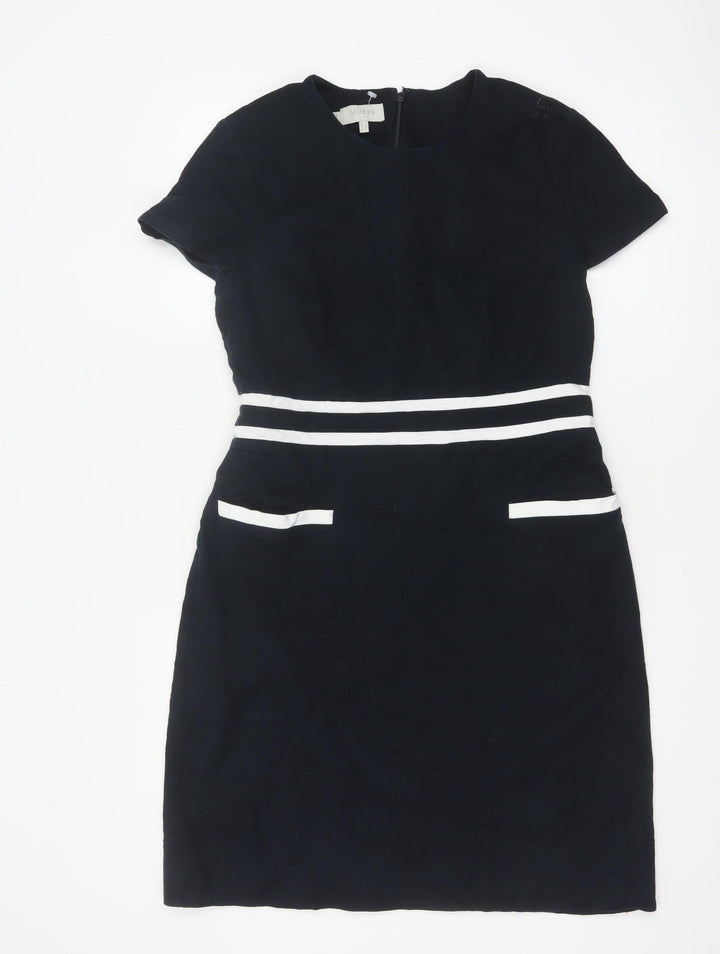 Hobbs Women Blue Short Sleeve Sheath Work Dress Size 12