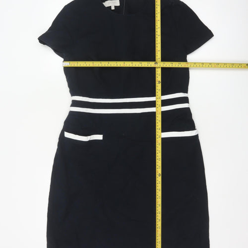 Hobbs Women Blue Short Sleeve Sheath Work Dress Size 12