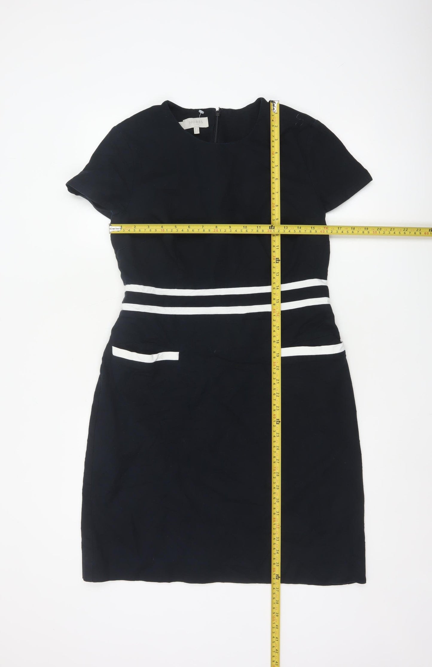Hobbs Women Blue Short Sleeve Sheath Work Dress Size 12