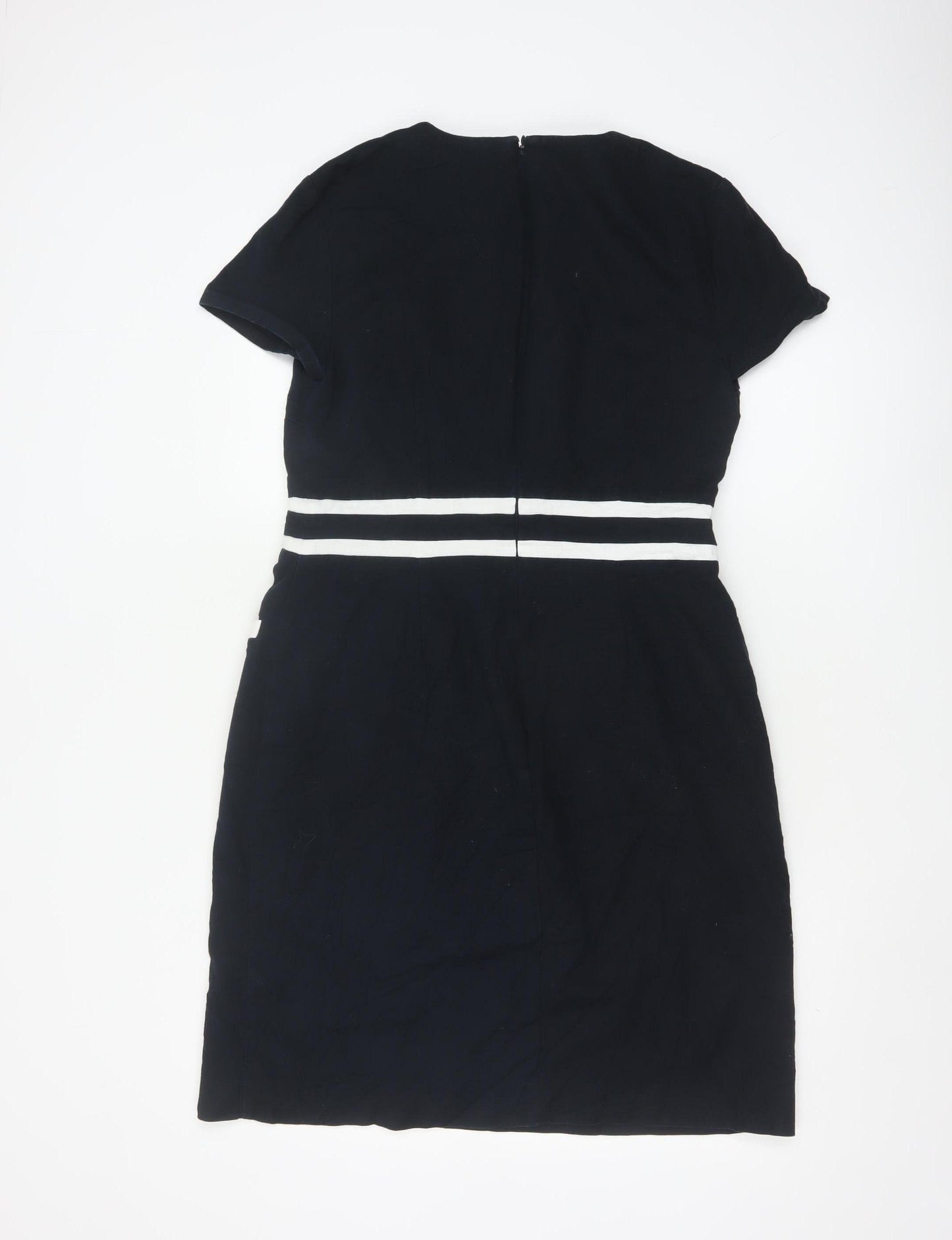 Hobbs Women Blue Short Sleeve Sheath Work Dress Size 12