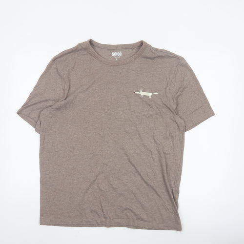 Next Men Brown Animal Logo Crew Neck T-Shirt Size L