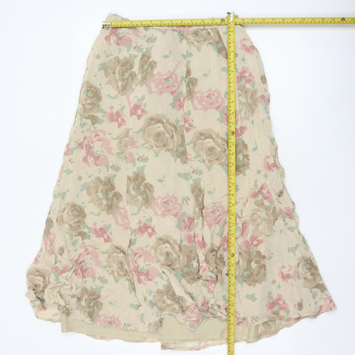 Gina Bacconi Women Beige Floral Midi A-Line Lightweight Skirt UK 14