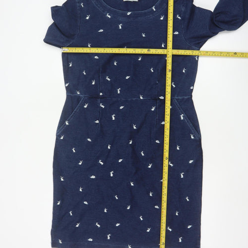 White Stuff Women Blue Animal Print Shift Dress Size 14