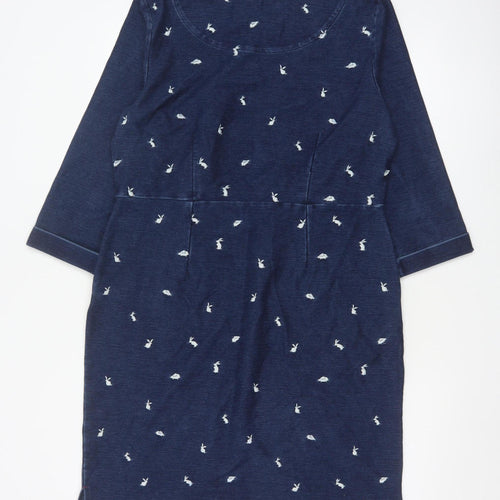 White Stuff Women Blue Animal Print Shift Dress Size 14