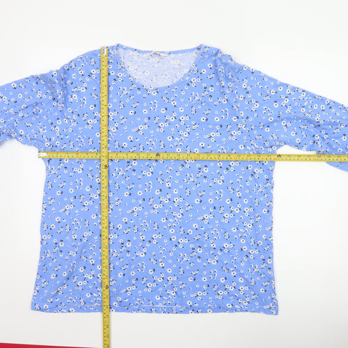Cotton Traders Women’s Blue Floral 3/4 Sleeve Cotton Plus Size 24 Top