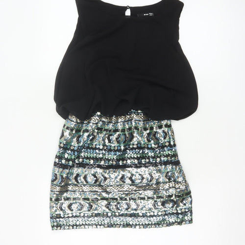 TFNC London Women's Black Sequin Short Bodycon Party Dress Size S