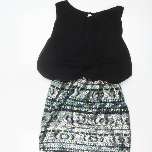 TFNC London Women's Black Sequin Short Bodycon Party Dress Size S