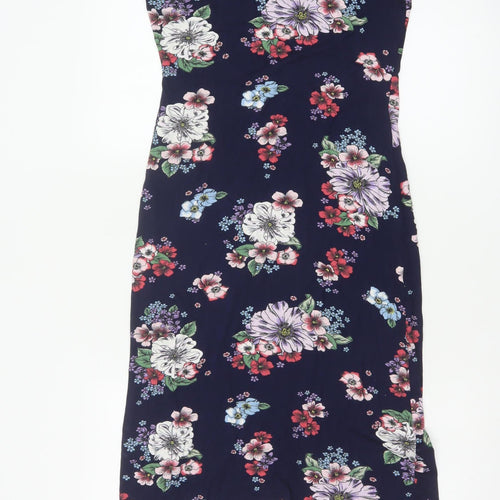 Red Herring Womens Navy Floral Bodycon Midi Dress Size 10
