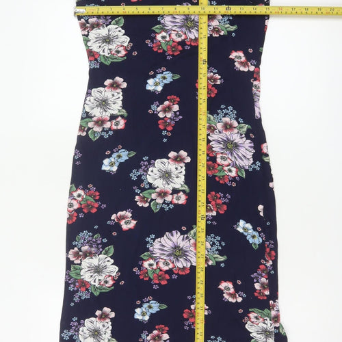 Red Herring Womens Navy Floral Bodycon Midi Dress Size 10