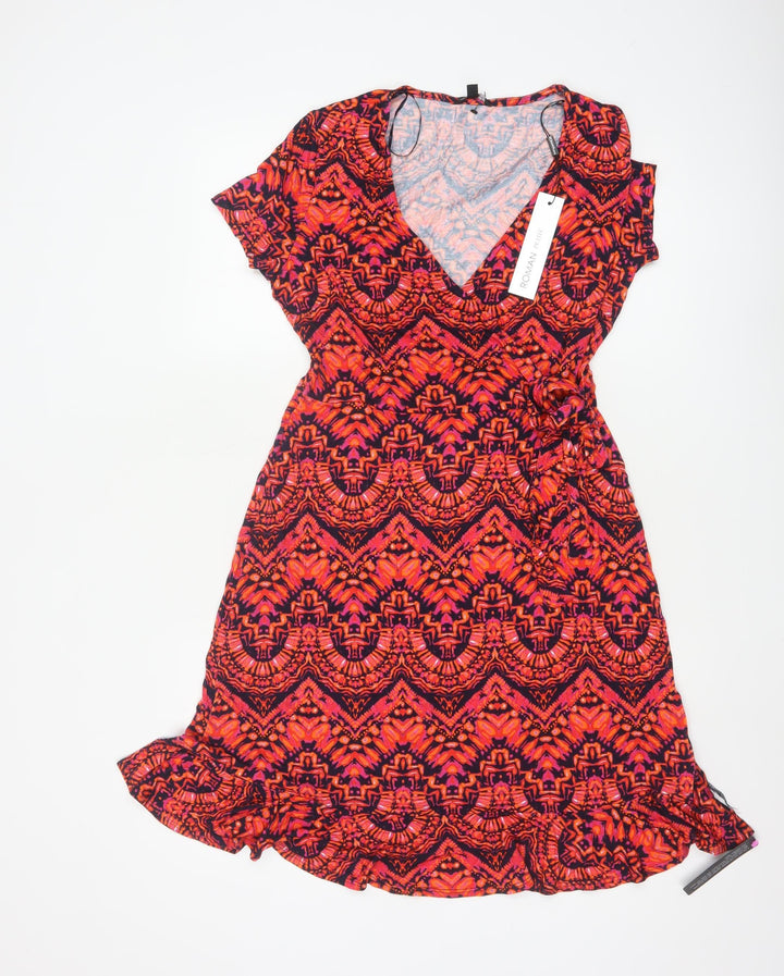 Roman Petite Women's Multicoloured Size 12 Jersey Wrap Dress