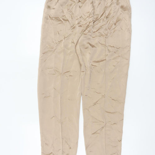 Reiss Women Beige Tapered Trousers UK 8 Acetate Blend Elastic Waist