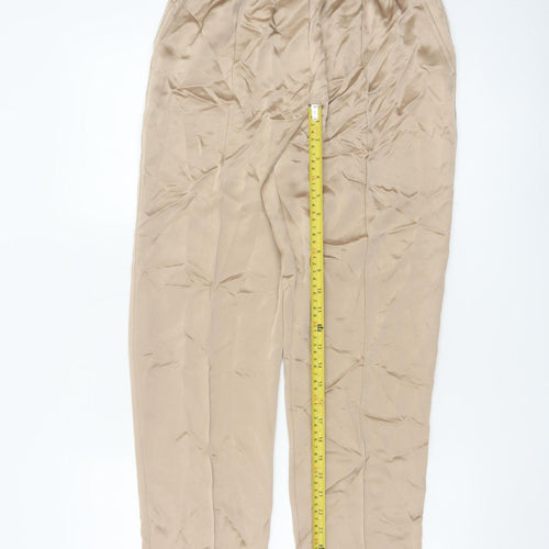 Reiss Women Beige Tapered Trousers UK 8 Acetate Blend Elastic Waist