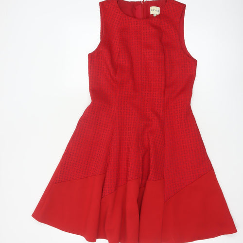 Reiss Women Red Sleeveless Fit & Flare Dress UK 12 Elegant Party Style