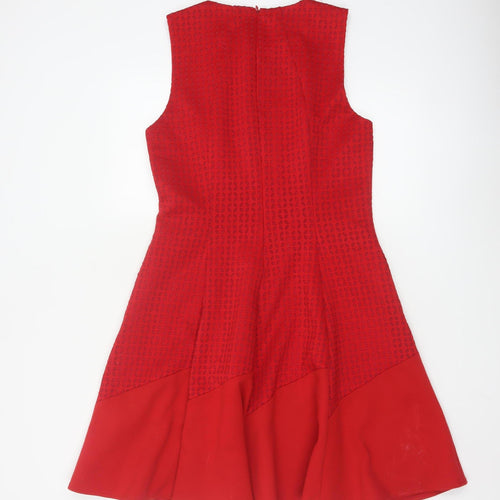 Reiss Women Red Sleeveless Fit & Flare Dress UK 12 Elegant Party Style