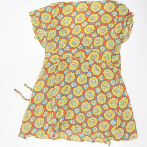 Joe Browns Womens Orange Floral Wrap Dress UK 18 Boho Summer