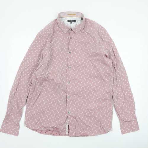 Ted Baker Men’s Pink Polka Dot Cotton Button-Up Shirt Size L