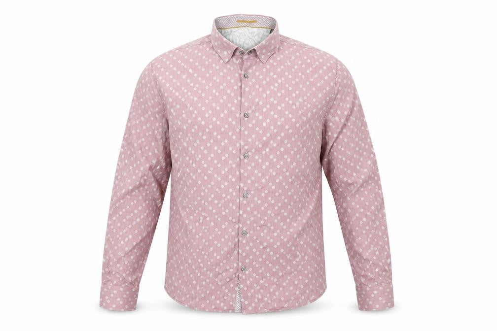 Ted Baker Men’s Pink Polka Dot Cotton Button-Up Shirt Size L