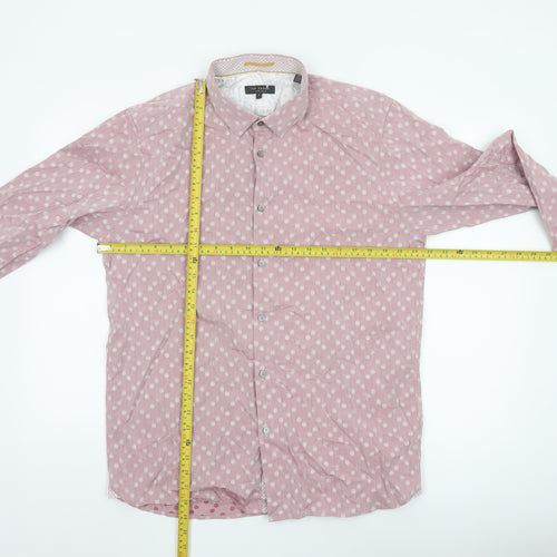 Ted Baker Men’s Pink Polka Dot Cotton Button-Up Shirt Size L