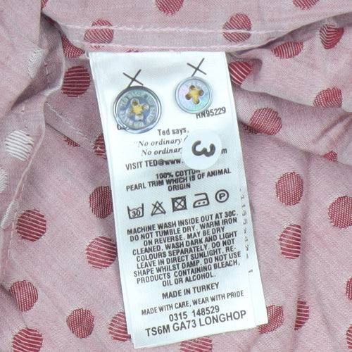 Ted Baker Men’s Pink Polka Dot Cotton Button-Up Shirt Size L