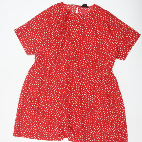 Wednesday's Girl Women's Red Floral Skater Dress XL Short Sleeve