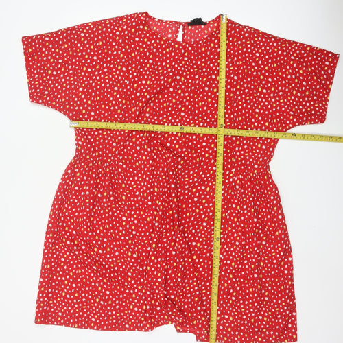 Wednesday's Girl Women's Red Floral Skater Dress XL Short Sleeve