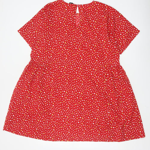 Wednesday's Girl Women's Red Floral Skater Dress XL Short Sleeve