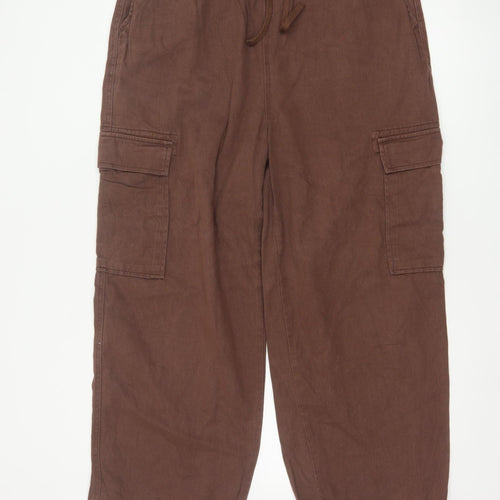 Collusion Womens Brown Cargo Trousers Size 14 Regular Cotton