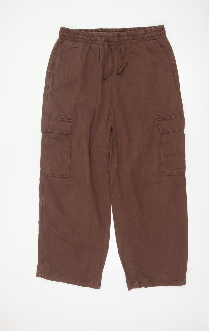 Collusion Womens Brown Cargo Trousers Size 14 Regular Cotton