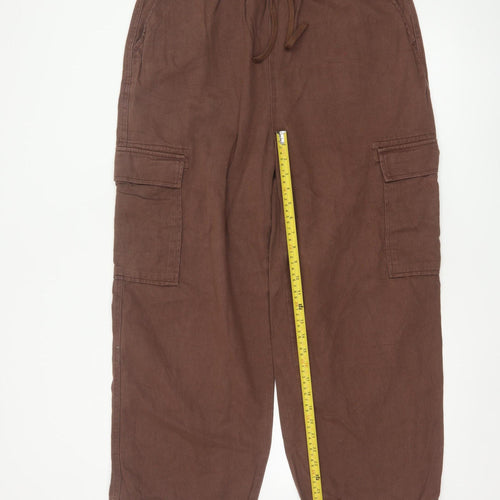 Collusion Womens Brown Cargo Trousers Size 14 Regular Cotton