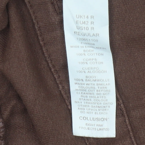 Collusion Womens Brown Cargo Trousers Size 14 Regular Cotton