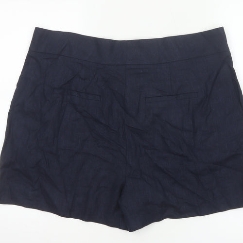 Marks and Spencer Womens Blue Linen Blend Chino Shorts Size 18