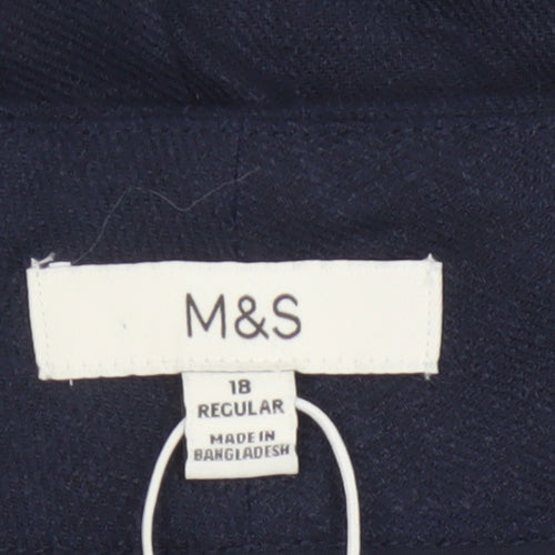 Marks and Spencer Womens Blue Linen Blend Chino Shorts Size 18